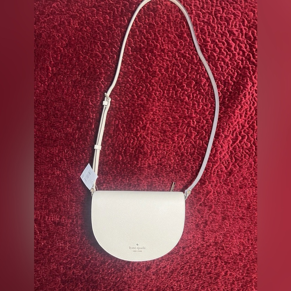 Kate Spade  luna Crescent Crossbody Pebbled Leather  Parchment NWT $329